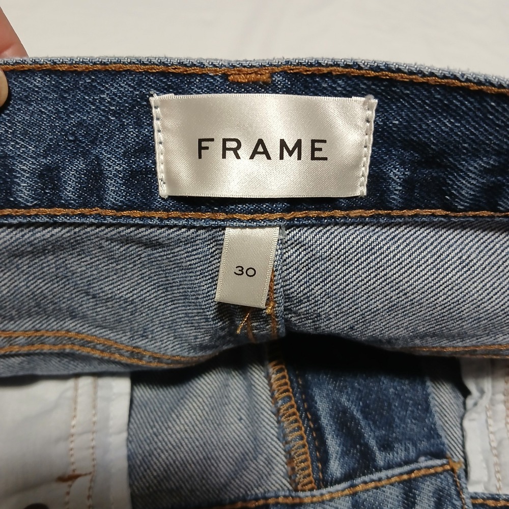 FRAME Le Jane Crop Jeans Medium Wash High Rise Wide Leg Denim Size 30 - Picture 6 of 13